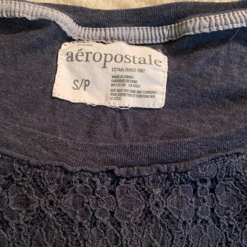 Aeropostale Dark Blue Lace Detail Top